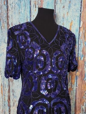 Vintage Silk Sequin Floral Top